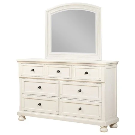 Traditional Seven Drawer Dresser and Mirror Set